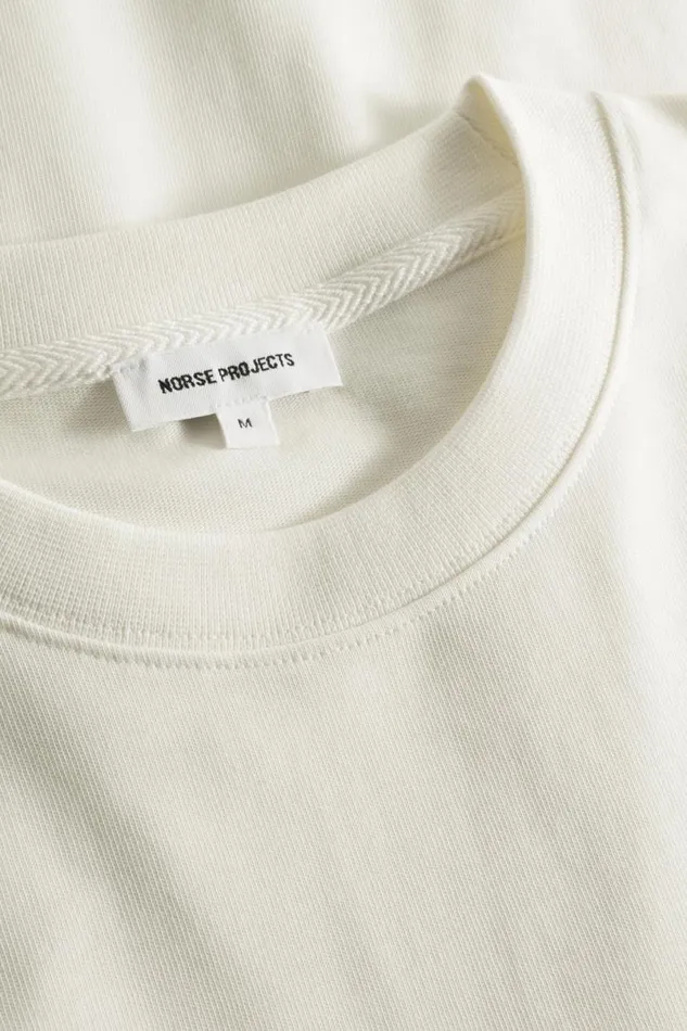 Men Norse Projects TShirts Johannes Organic Chain Stitch Logo Tshirt Ecru
