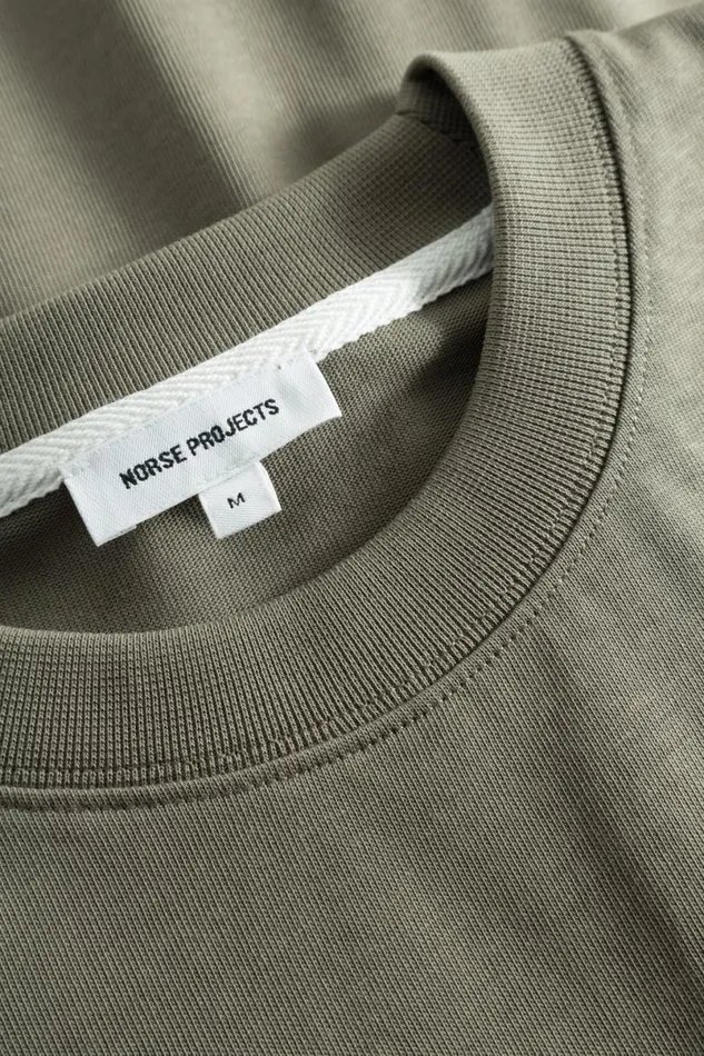 Men Norse Projects TShirts Johannes Organic Chain Stitch Logo Tshirt Sediment Green