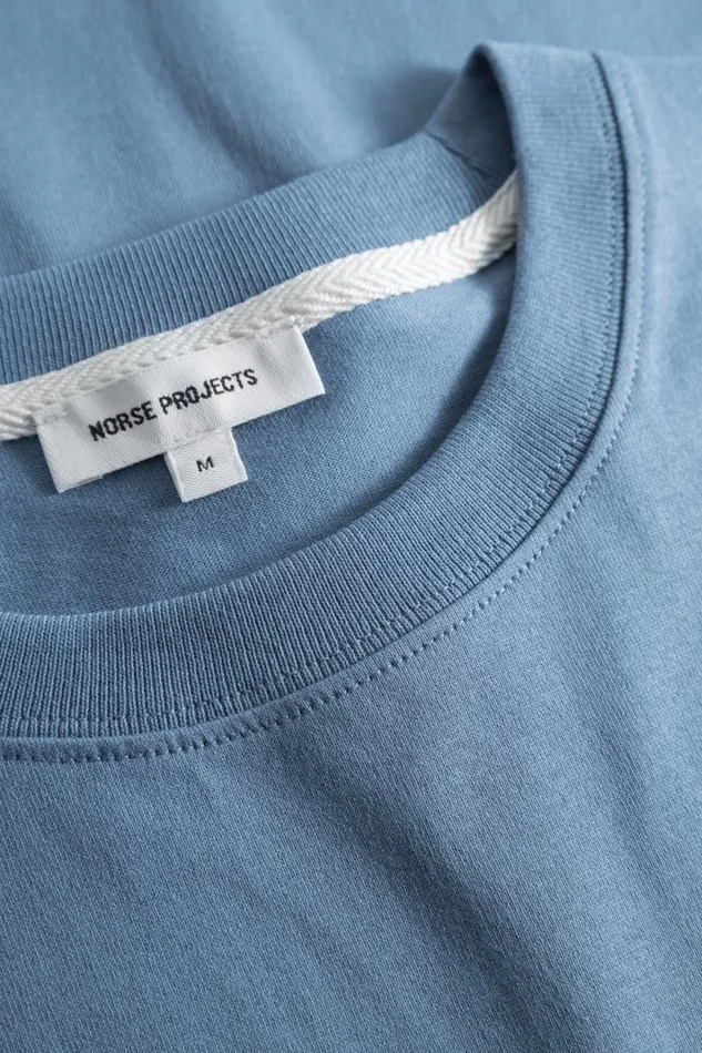 Men Norse Projects TShirts Johannes Organic Kanonbadsvej Print Tshirt Fog Blue