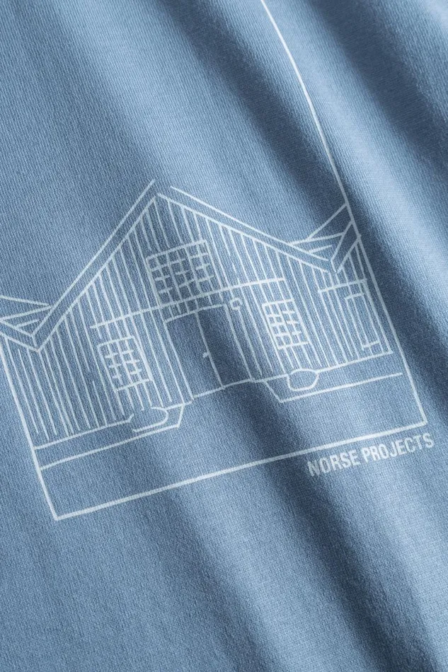 Men Norse Projects TShirts Johannes Organic Kanonbadsvej Print Tshirt Fog Blue