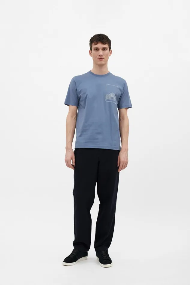Men Norse Projects TShirts Johannes Organic Kanonbadsvej Print Tshirt Fog Blue