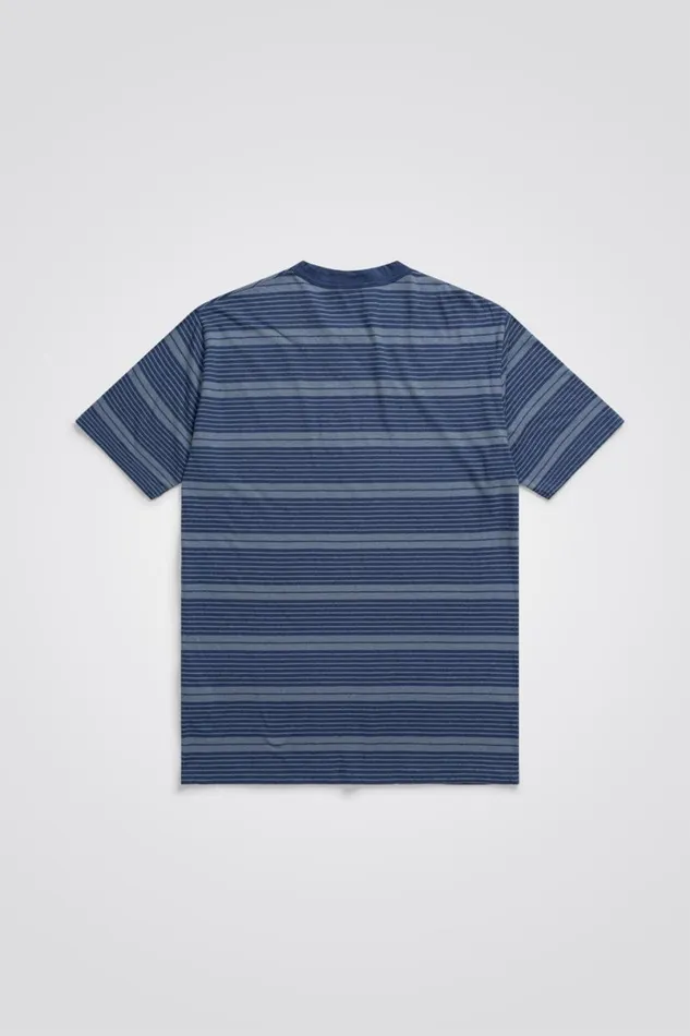 Men Norse Projects TShirts Johannes Sunbleached Stripe Calcite Blue