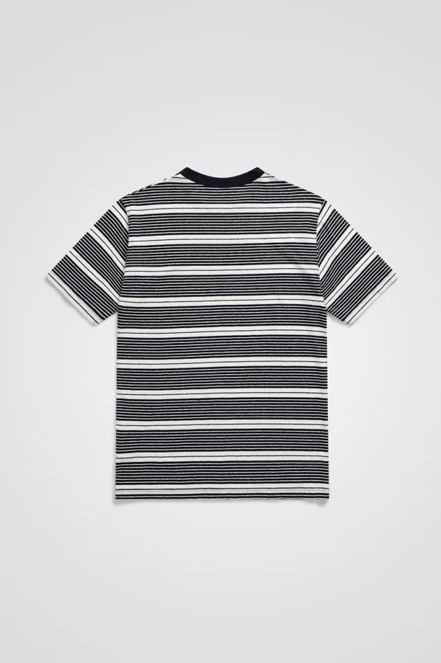 Men Norse Projects TShirts Johannes Sunbleached Stripe Dark Navy