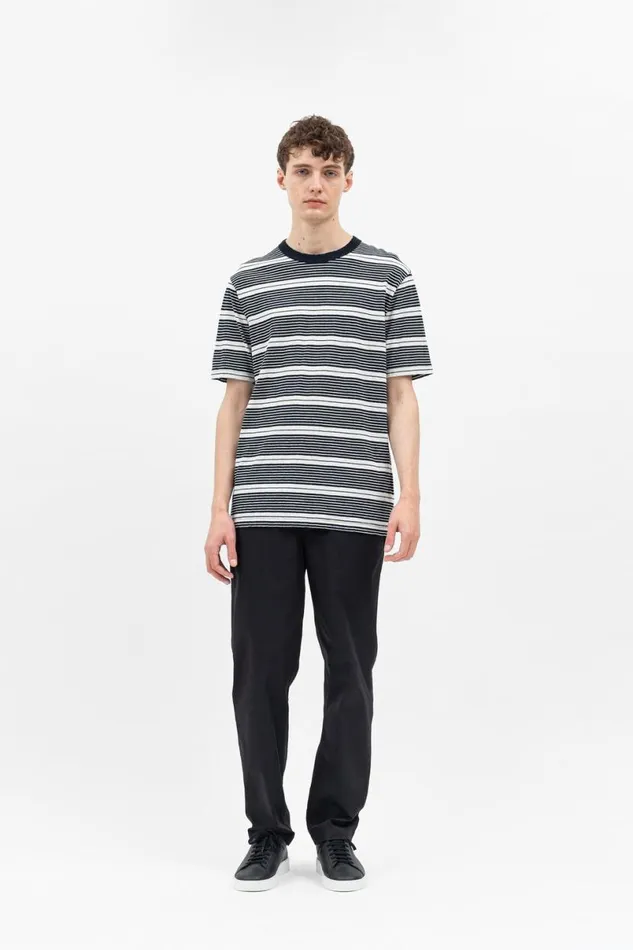 Men Norse Projects TShirts Johannes Sunbleached Stripe Dark Navy