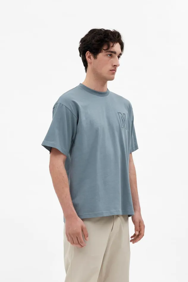 Men Norse Projects TShirts Simon Loose N Logo TShirt Dark Ice Blue