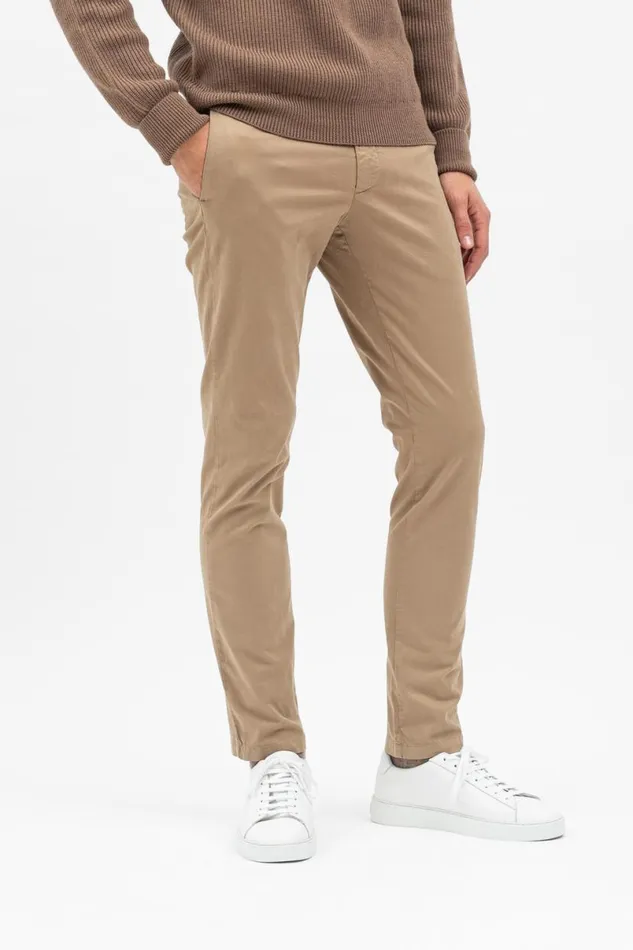 Men Norse Projects Trousers Aros Slim Italian Brushed Twill Chino Utility Khaki