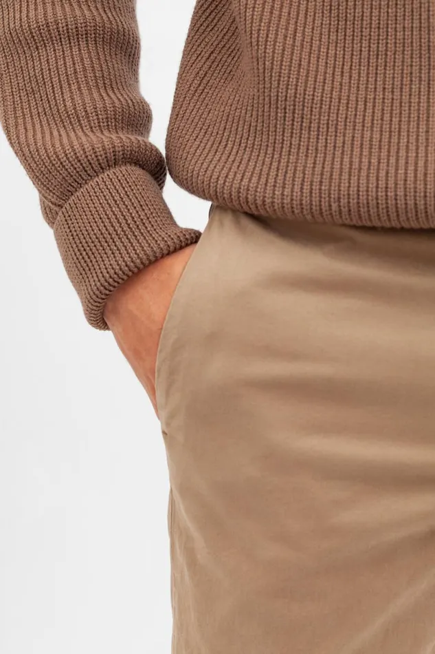 Men Norse Projects Trousers Aros Slim Italian Brushed Twill Chino Utility Khaki