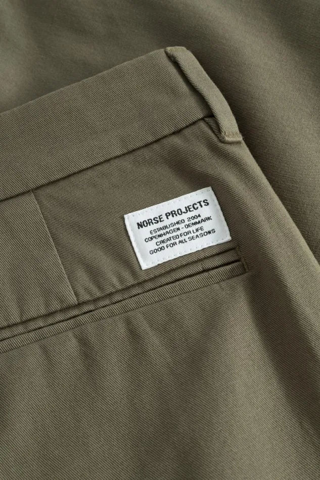 Men Norse Projects Trousers Aros Slim Light Stretch Chino Sediment Green