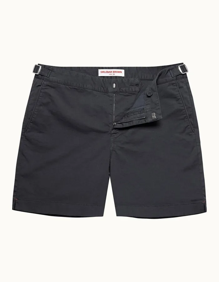 Men Orlebar Brown Day Shorts Bulldog Cotton Twill Piranha Grey