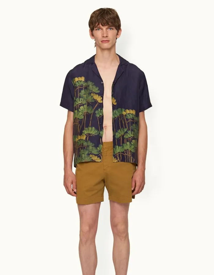 Men Orlebar Brown Day Shorts Bulldog StretchCotton Golden Khaki