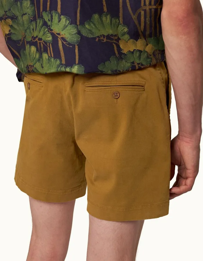 Men Orlebar Brown Day Shorts Bulldog StretchCotton Golden Khaki