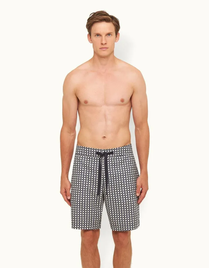 Men Orlebar Brown Day Shorts Leopald White Sandnight Iris