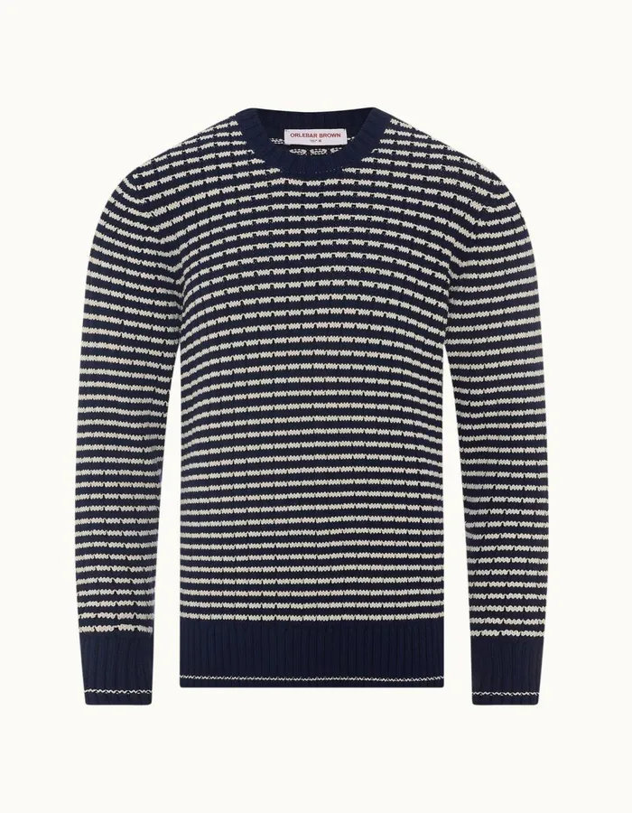Men Orlebar Brown Knitwear Lorca Stripe Night Irissea Mist