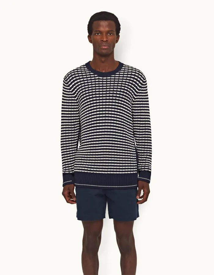 Men Orlebar Brown Knitwear Lorca Stripe Night Irissea Mist