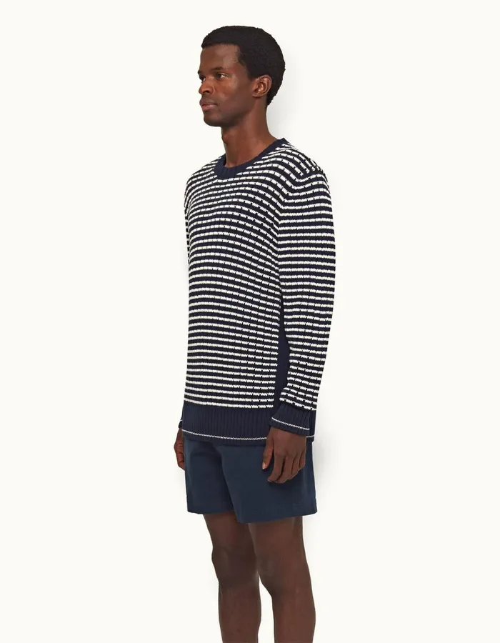 Men Orlebar Brown Knitwear Lorca Stripe Night Irissea Mist