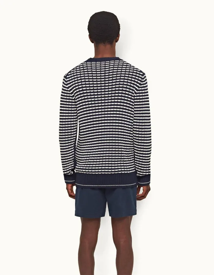 Men Orlebar Brown Knitwear Lorca Stripe Night Irissea Mist