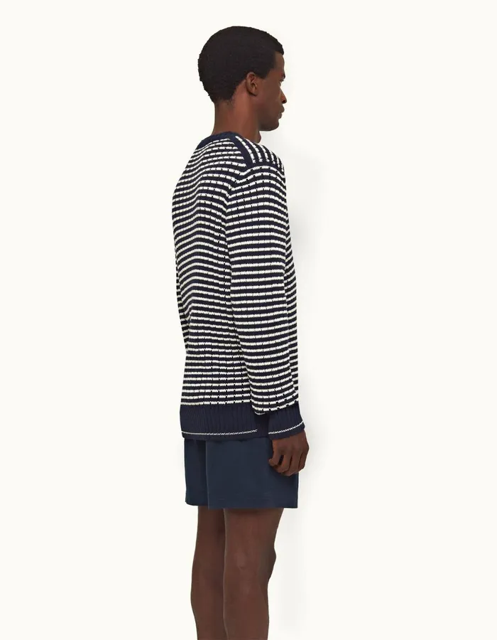 Men Orlebar Brown Knitwear Lorca Stripe Night Irissea Mist