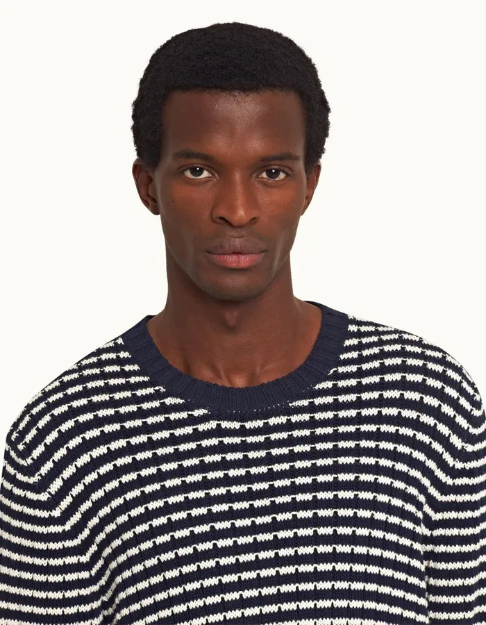 Men Orlebar Brown Knitwear Lorca Stripe Night Irissea Mist