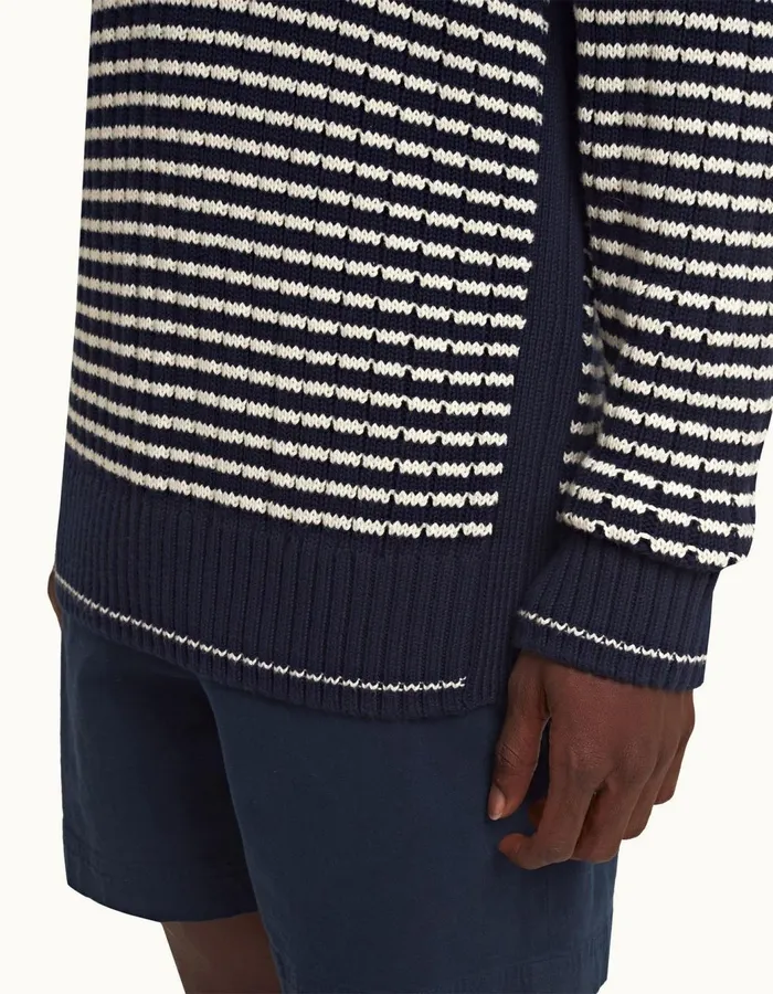 Men Orlebar Brown Knitwear Lorca Stripe Night Irissea Mist