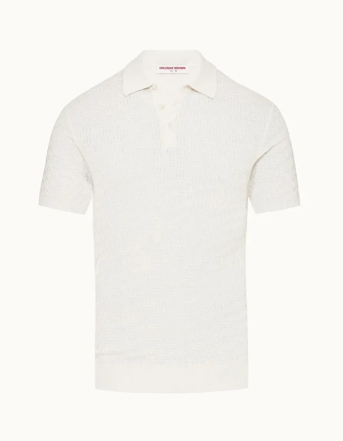 Men Orlebar Brown Polo Shirts Burnham White Sand