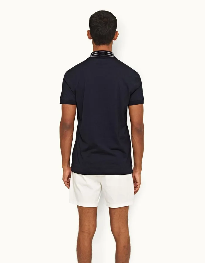 Men Orlebar Brown Polo Shirts Dominic Stripe Night Iris