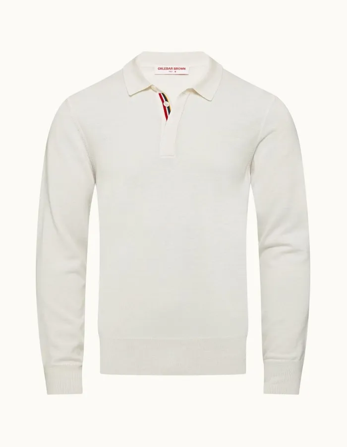 Men Orlebar Brown Polo Shirts Ebro White Sand
