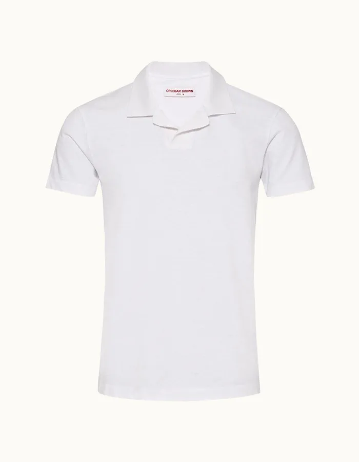 Men Orlebar Brown Polo Shirts Felix Cotton White