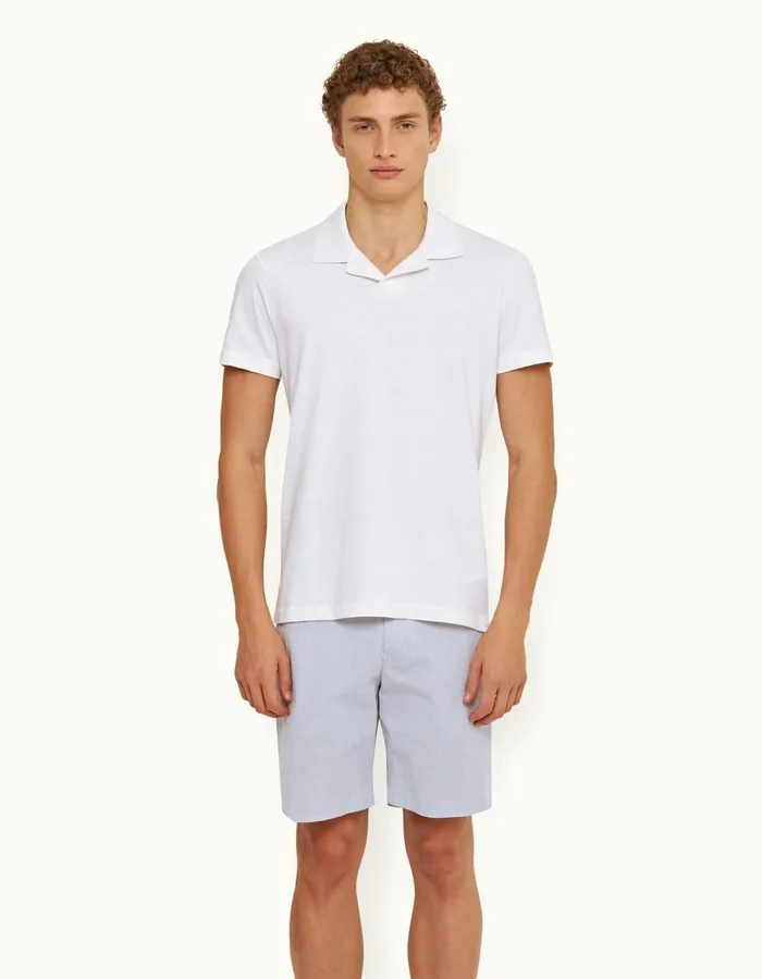 Men Orlebar Brown Polo Shirts Felix Cotton White