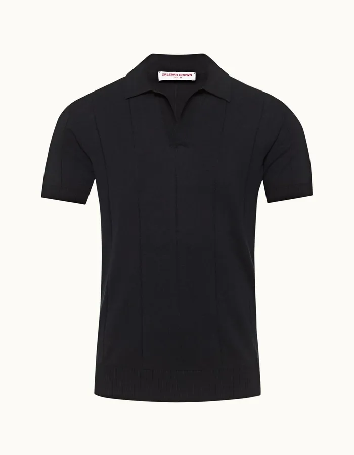 Men Orlebar Brown Polo Shirts Horton Cotton Silk Night Iris