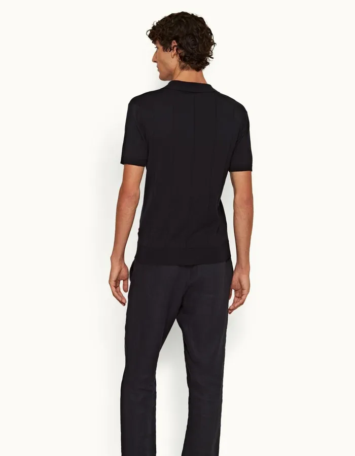 Men Orlebar Brown Polo Shirts Horton Cotton Silk Night Iris
