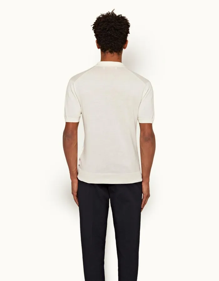 Men Orlebar Brown Polo Shirts Horton Stripe White Sand