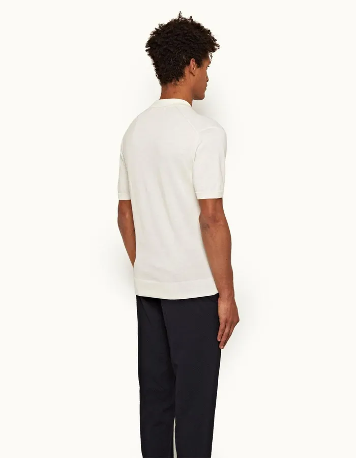 Men Orlebar Brown Polo Shirts Horton Stripe White Sand