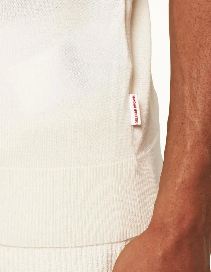Men Orlebar Brown Polo Shirts Horton Stripe White Sand