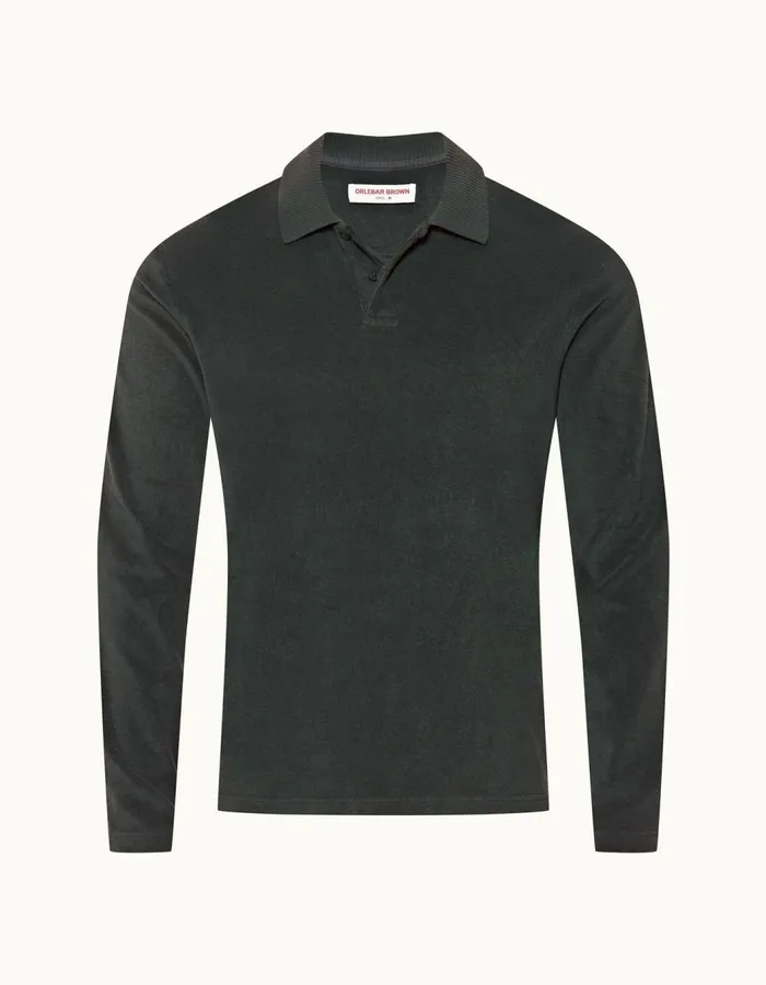 Men Orlebar Brown Polo Shirts Jarrett Towelling Shadow