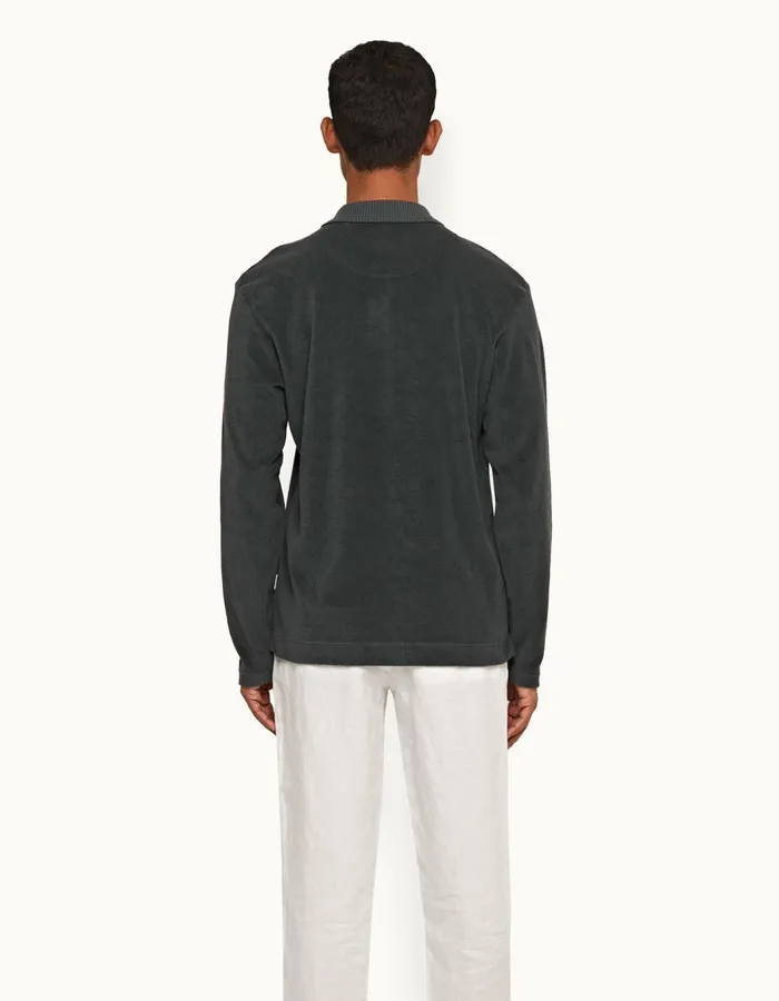 Men Orlebar Brown Polo Shirts Jarrett Towelling Shadow