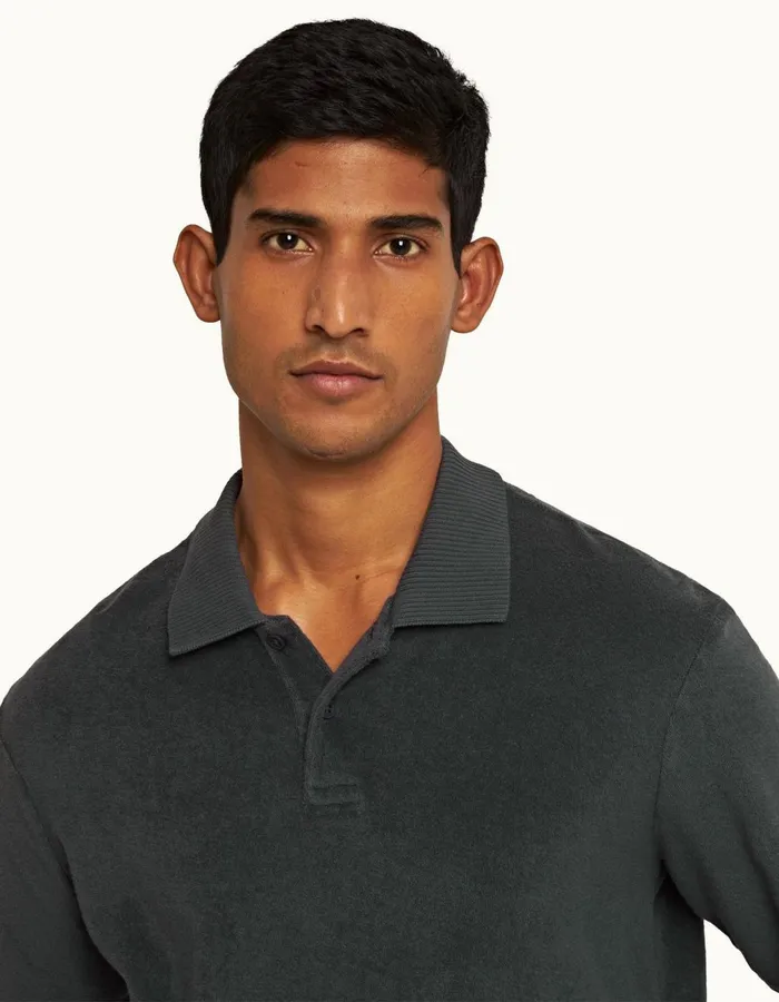Men Orlebar Brown Polo Shirts Jarrett Towelling Shadow
