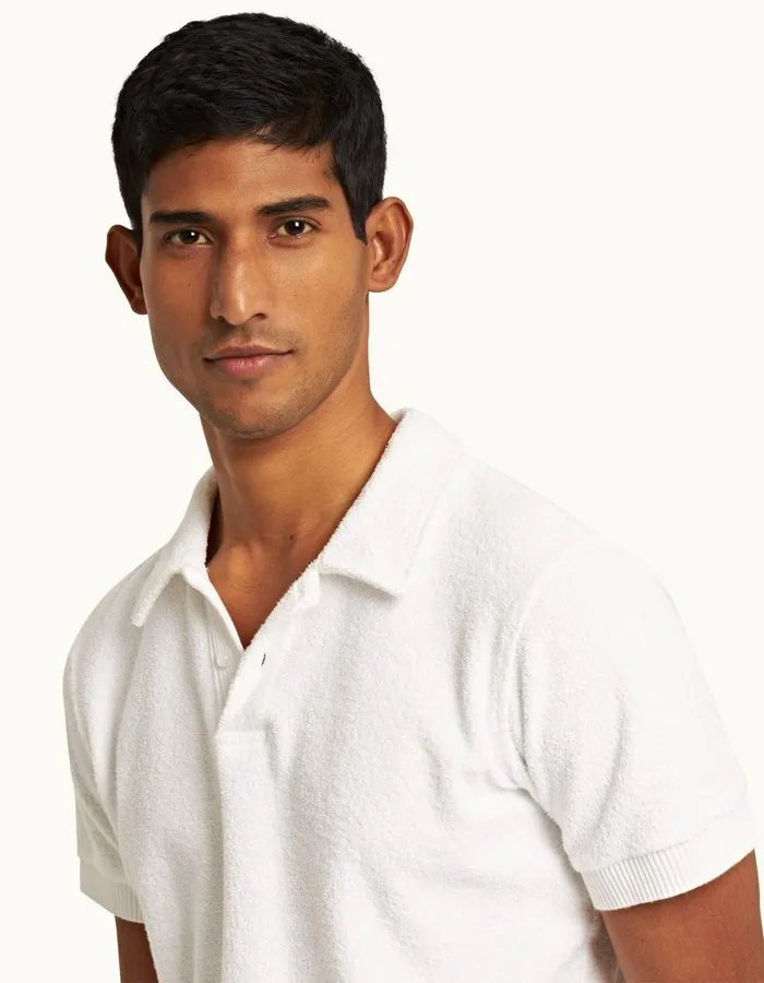 Men Orlebar Brown Polo Shirts Lorenzo Towelling Cloud