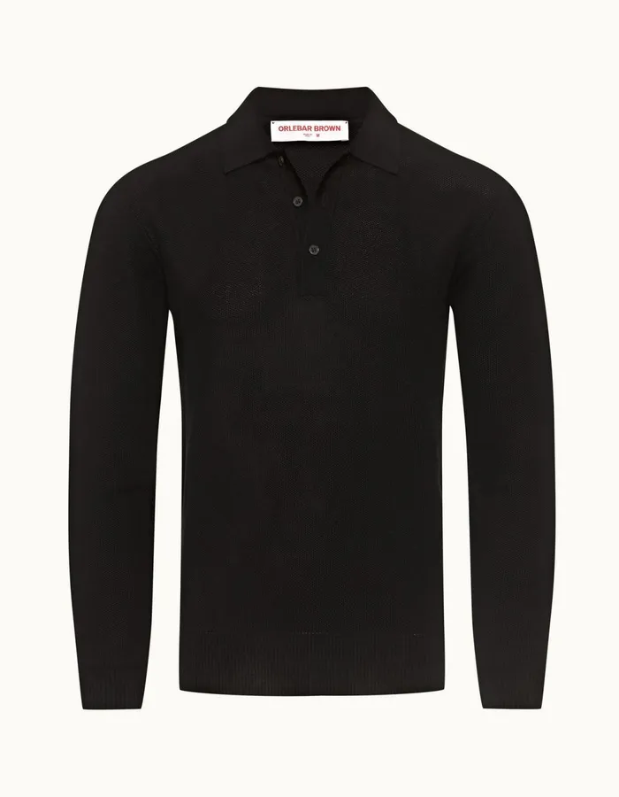 Men Orlebar Brown Polo Shirts Maranon Black