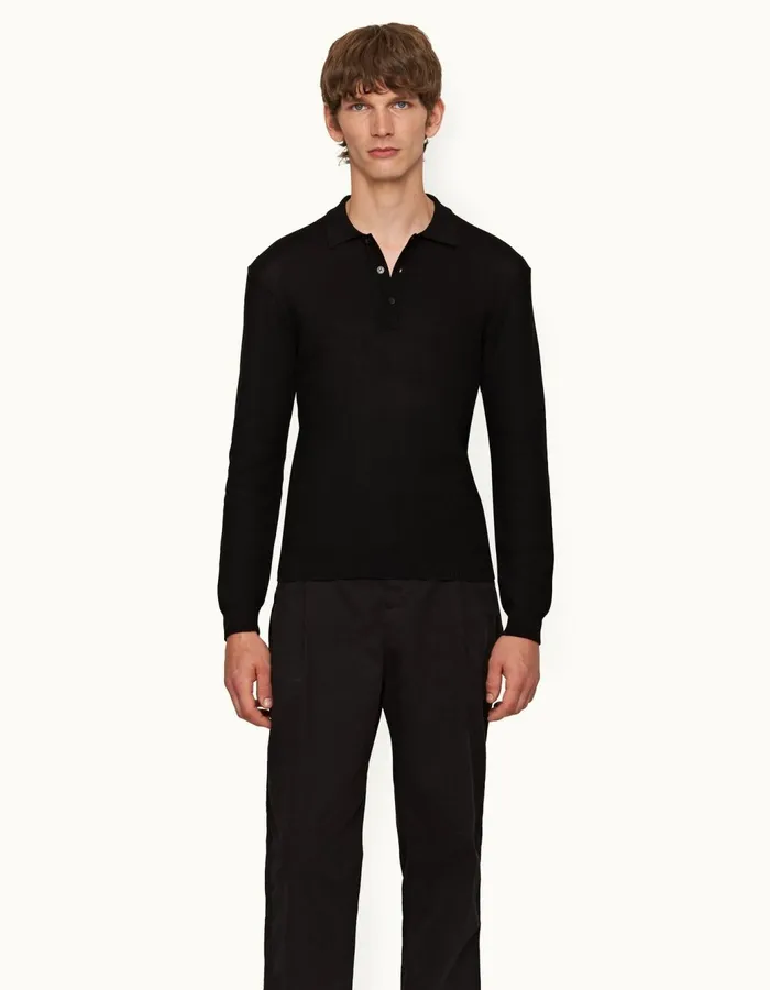 Men Orlebar Brown Polo Shirts Maranon Black
