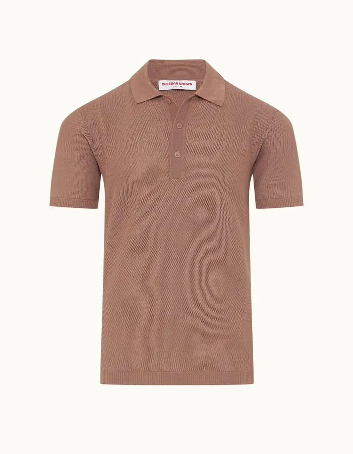 Men Orlebar Brown Polo Shirts Maranon Caramel Pink