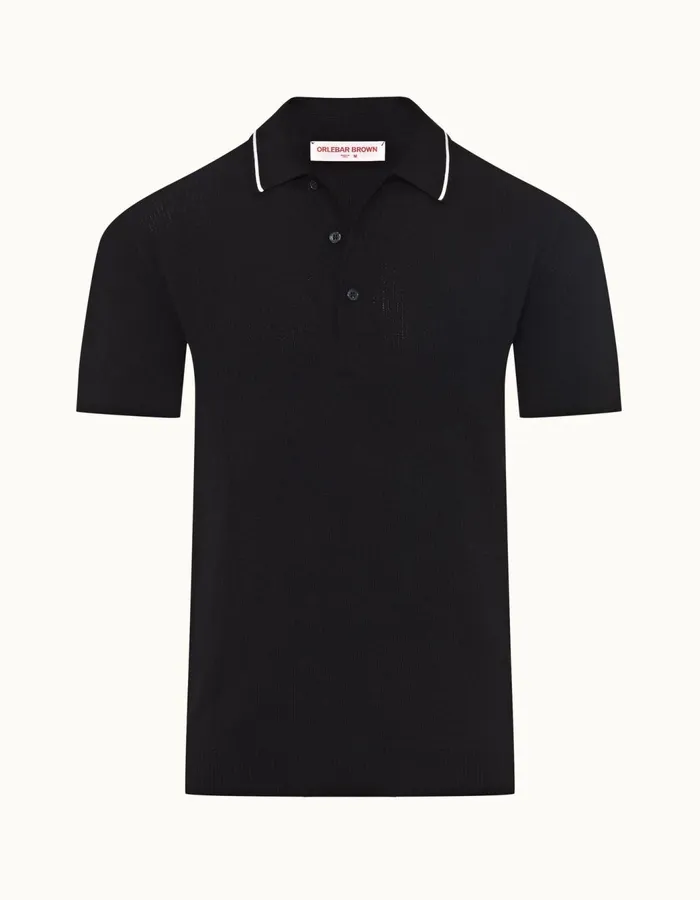 Men Orlebar Brown Polo Shirts Maranon Merino Night Iris