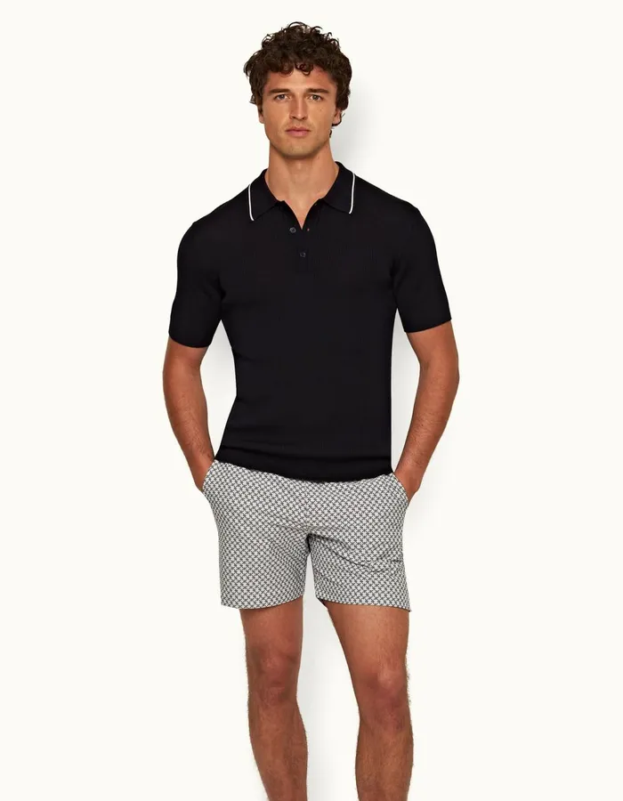 Men Orlebar Brown Polo Shirts Maranon Merino Night Iris