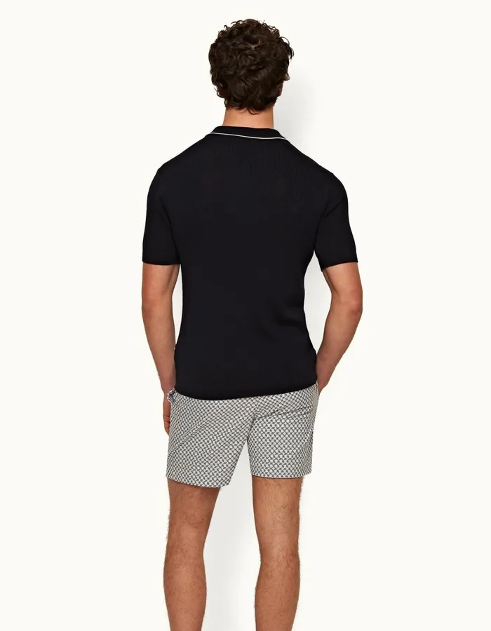 Men Orlebar Brown Polo Shirts Maranon Merino Night Iris
