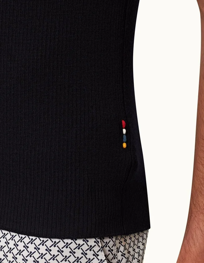 Men Orlebar Brown Polo Shirts Maranon Merino Night Iris
