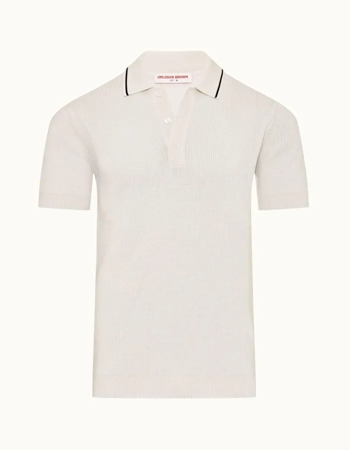 Men Orlebar Brown Polo Shirts Maranon Merino White Sand