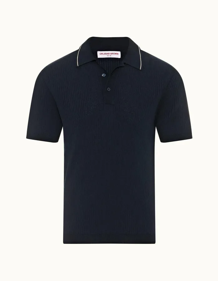 Men Orlebar Brown Polo Shirts Maranon Night Irissea Mist