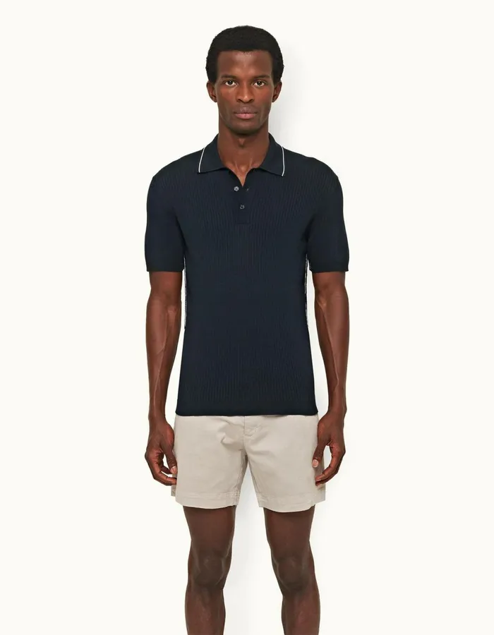 Men Orlebar Brown Polo Shirts Maranon Night Irissea Mist