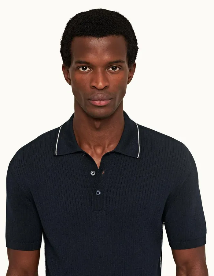 Men Orlebar Brown Polo Shirts Maranon Night Irissea Mist