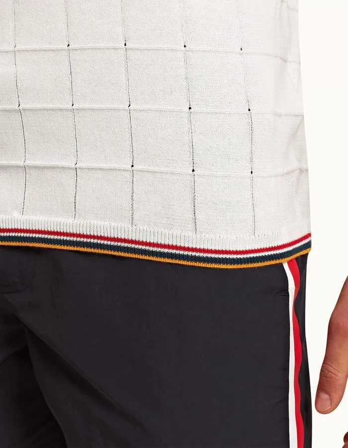 Men Orlebar Brown Polo Shirts Maranon Tipping White