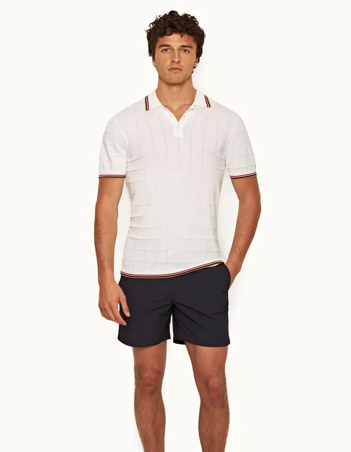 Men Orlebar Brown Polo Shirts Maranon Tipping White